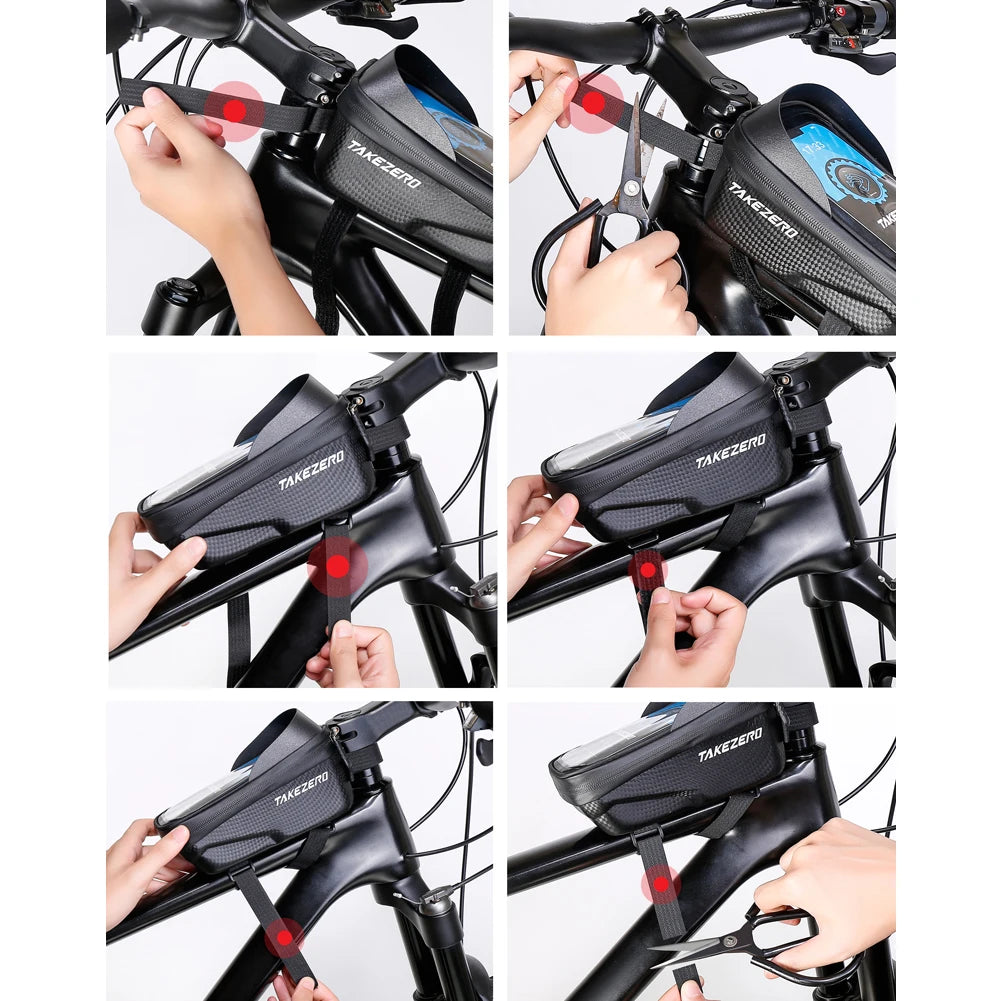Touch Screen Bicycle Frame Top Tube Bag Light Barrier Waterproof Bike Pouch Phone Case Hard Shell Case Cycling Accessories