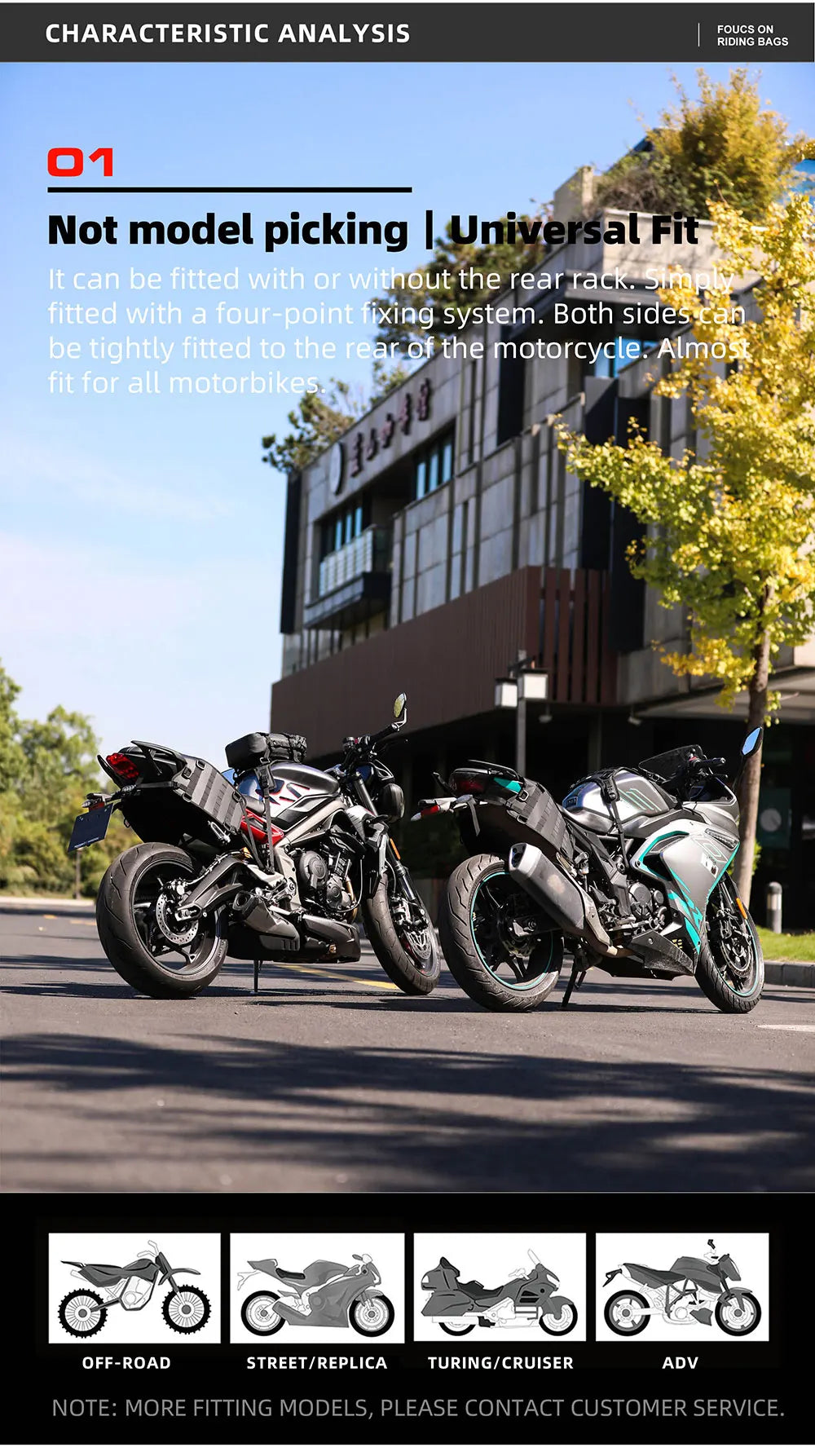 Rhinowalk Motorcycle Side Bag With Base Waterproof 6L/8L/10L/15L Motor Rear Seat Bag Rack Motocross Storage Backpack