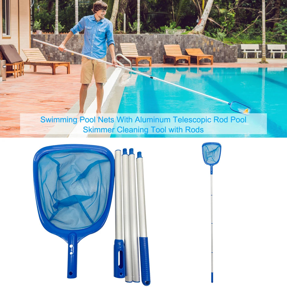 Fish Pond Skimmer Net Telescopic Swimming Pool Net Leaf Skimmer Detachable Lightweight Multifunctional Debris Tools Accessories