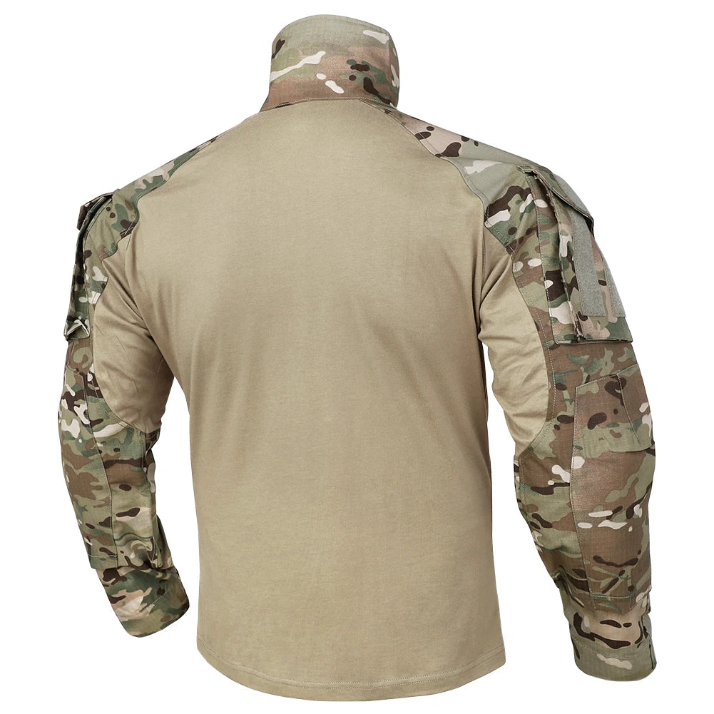 KRYDEX Combat Shirt with Elbow Pads For Hunting Outdoor Tops Tactical Clothes MC Tiger Stripes Shirts