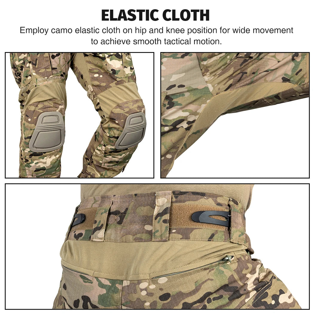 IDOGEAR Tactical Uniform BDU G3 Combat Shirt & Pants Knee Pads Update Ver Camo Combat Uniform 3004