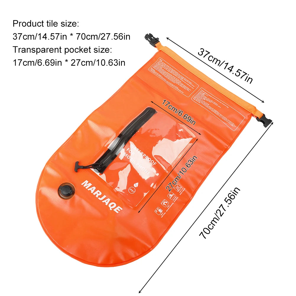 Inflatable Open Swimming Buoy PVC Tow Float Dry Bag Thickened Float Airbag With Strap Double Air Bag With Waist Belt For Sports