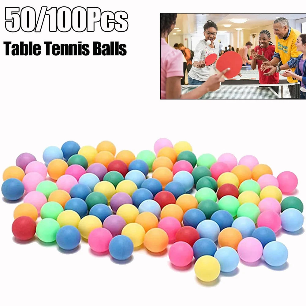 50/100Pcs Colorful Ping Pong Balls 40MM Entertainment Table Tennis Balls for Game Frosted Mixed Colors for Carnival Pool Game