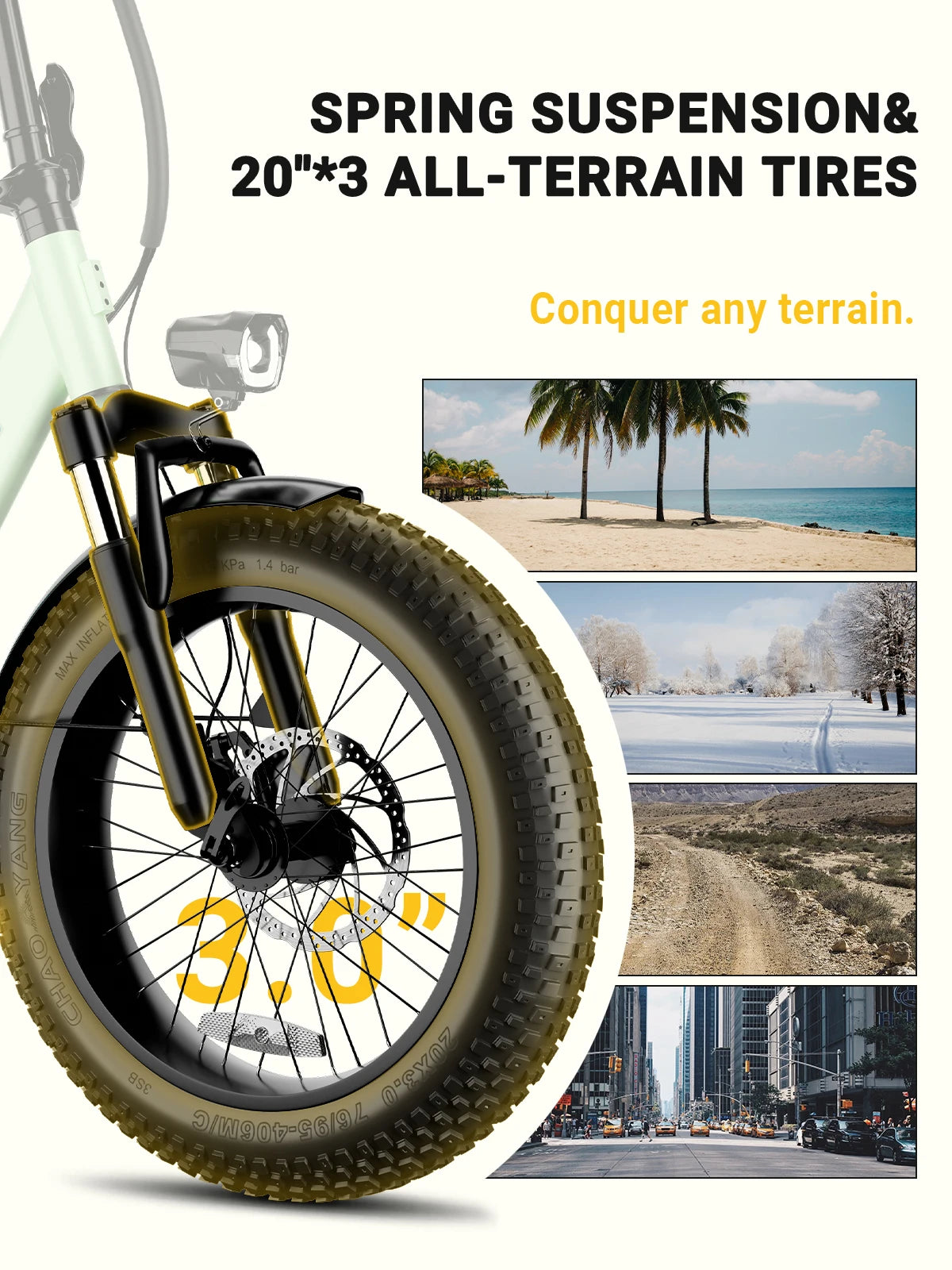 City E-Bike 750W Motor 48V15AH Battery with Seat Back + Footrest Electric Bike 26*3.0-inch Fat Tire NFC Unlock Electric Bicycle