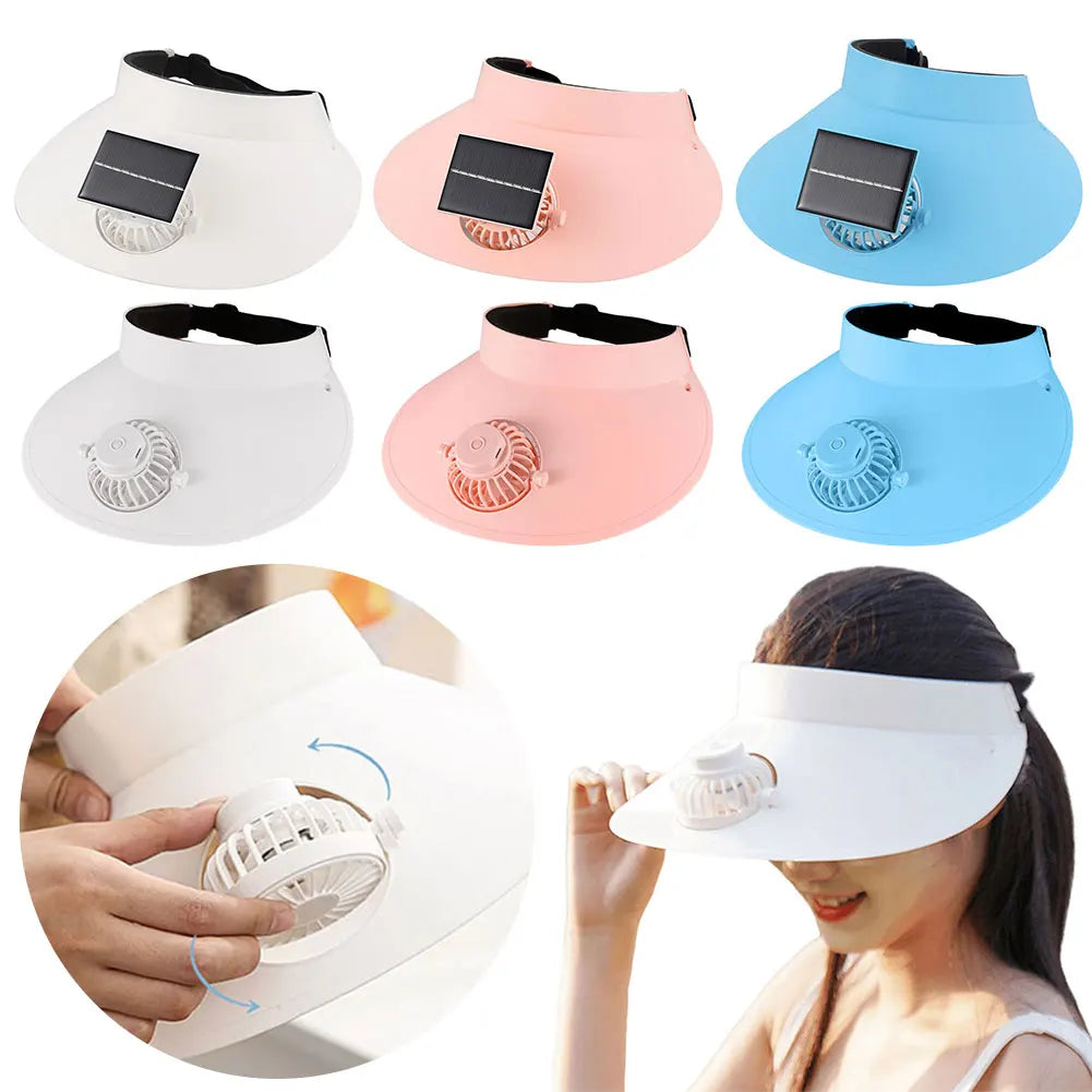Sun Visor Hat with Fan Three Temp Settings Summer Sun Hats Breathable Cooling Fan Hat for Sun Protection and Outdoor