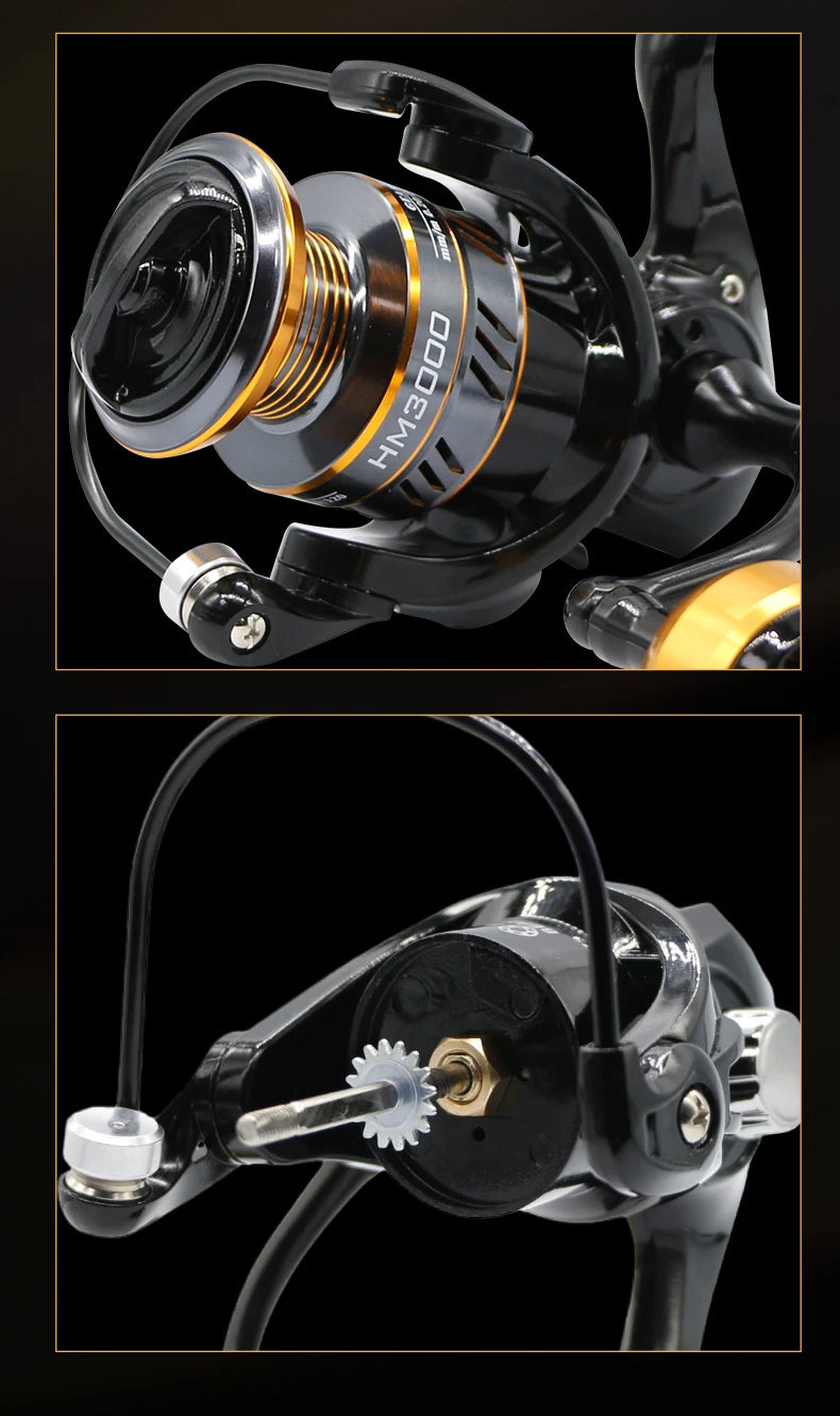 HM NEW Fishing Reel Spinning Reel Metal Reel Cup 10KG Max Drag Power Spinning Wheel High Speed Adapt to Any Water Body