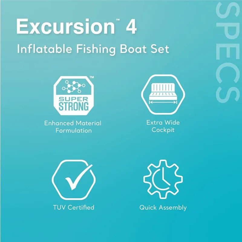 INTEX Excursion Inflatable Boat Series: Includes Deluxe 54in Boat Oars and High-Output Pump – SuperTough PVC – Adjustable Seats