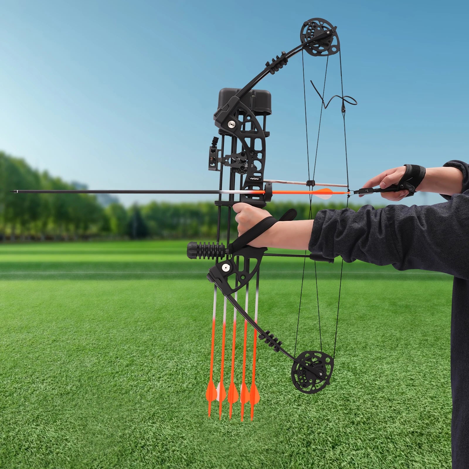 Compound Bow Arrow Set Archery Hunting Bow Set with Arrows and Target Papers, Draw Weight 30-60 lbs, Draw Length 19-30