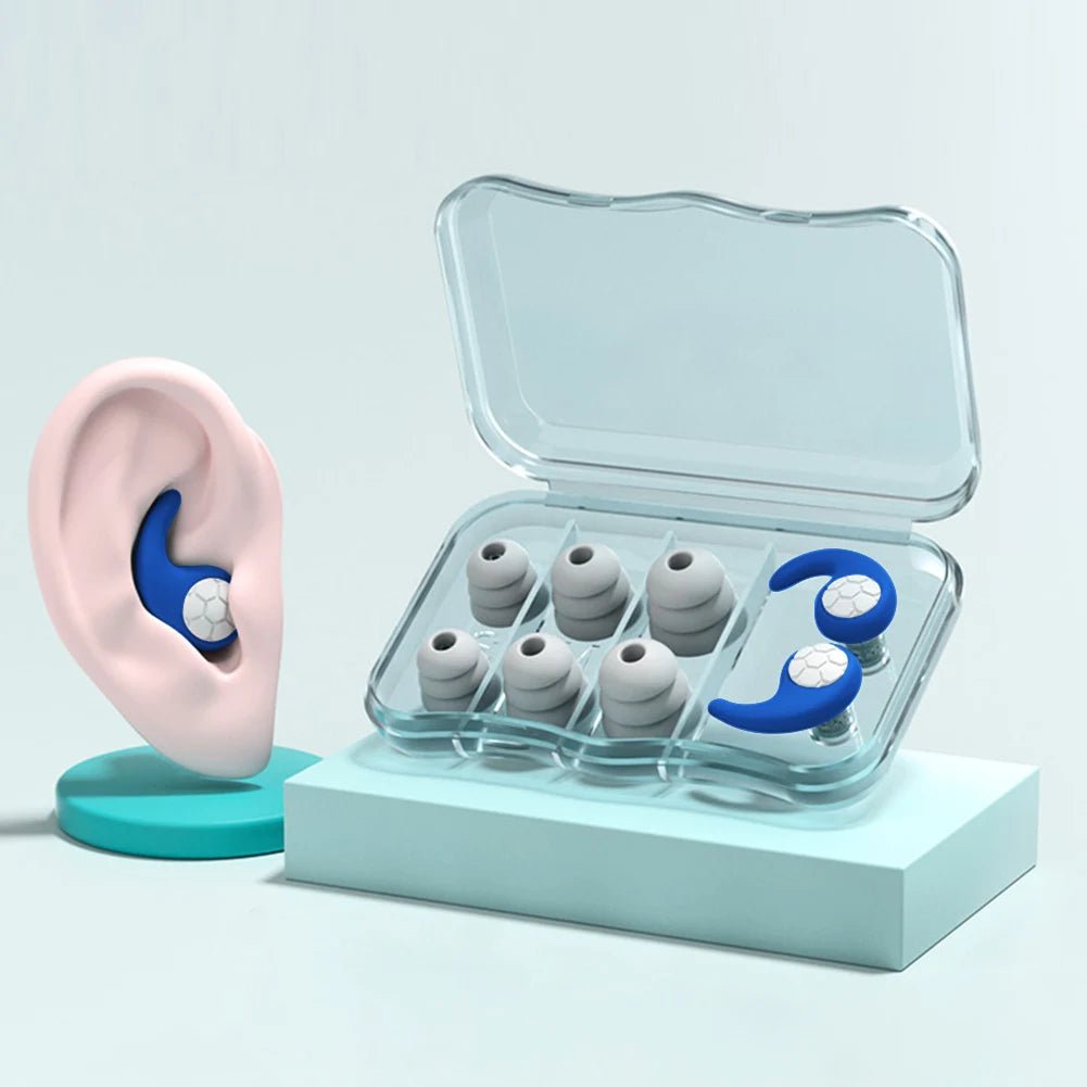 3-Layer Noise Sleeping Ear Plugs Sound Insulation Silicone Ear Protection Earplugs Washable Anti-Noise Earplugs for Showering