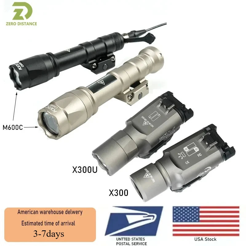 Tactical SF X300 X300U Ultra Metal Flashlight Strobe Scout Light M300C M600C PEQ Airsoft Hunting Weapon Flashlight Fit 20mm Rail