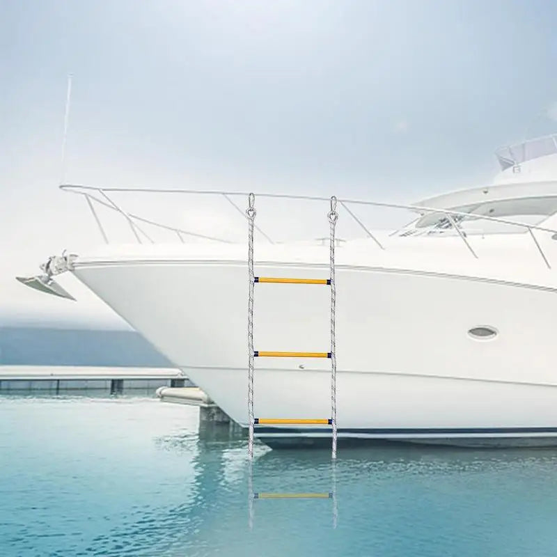 4 Layer Portable Soft Rope Ladder Nylon Inflatable Boat Boarding Steps Reusable Yacht Side Hanging Ladder for Kayak Canoe