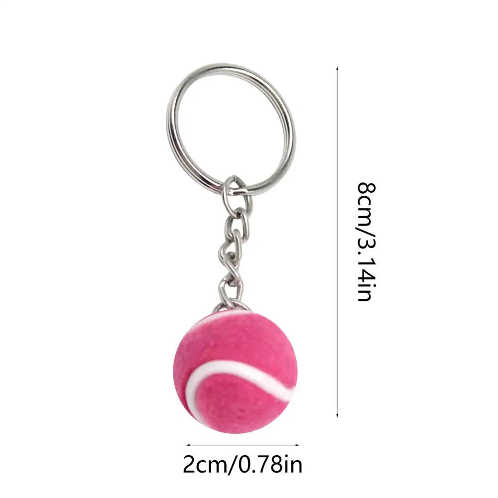 7 Color Key Chain Tennis Ball Metal Keychain Car Key Ring Sports Chain Sliver Color Mini Tennis Racket Backpack Pendant Gifts