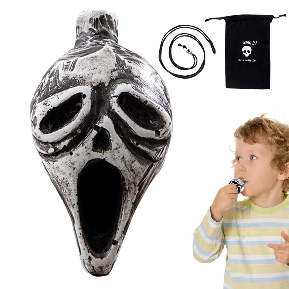 Death Whistle Screaming Whistle Instrument Skull Retro Aztec Death Halloween props Loudest Whistle with Human Sounding Screams