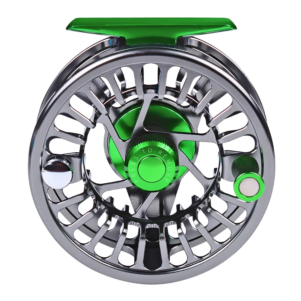 PROBEROS Aluminum 3+1 BB Fly Fishing Wheel Green & Gun Color Fly Fishing Reel CNC Machine Right & Left Handle Fly Reel