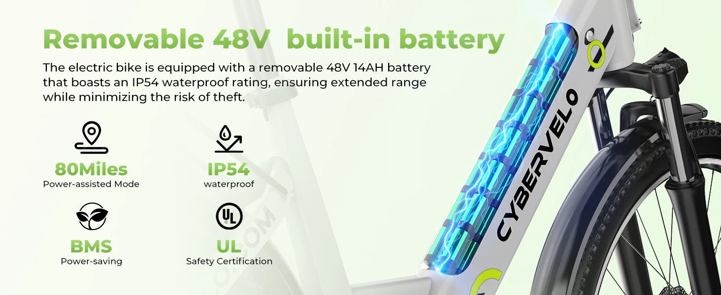 1000 Peak Electric Bike for Adults,up 80 Miles Removable Battery Ebike, 26