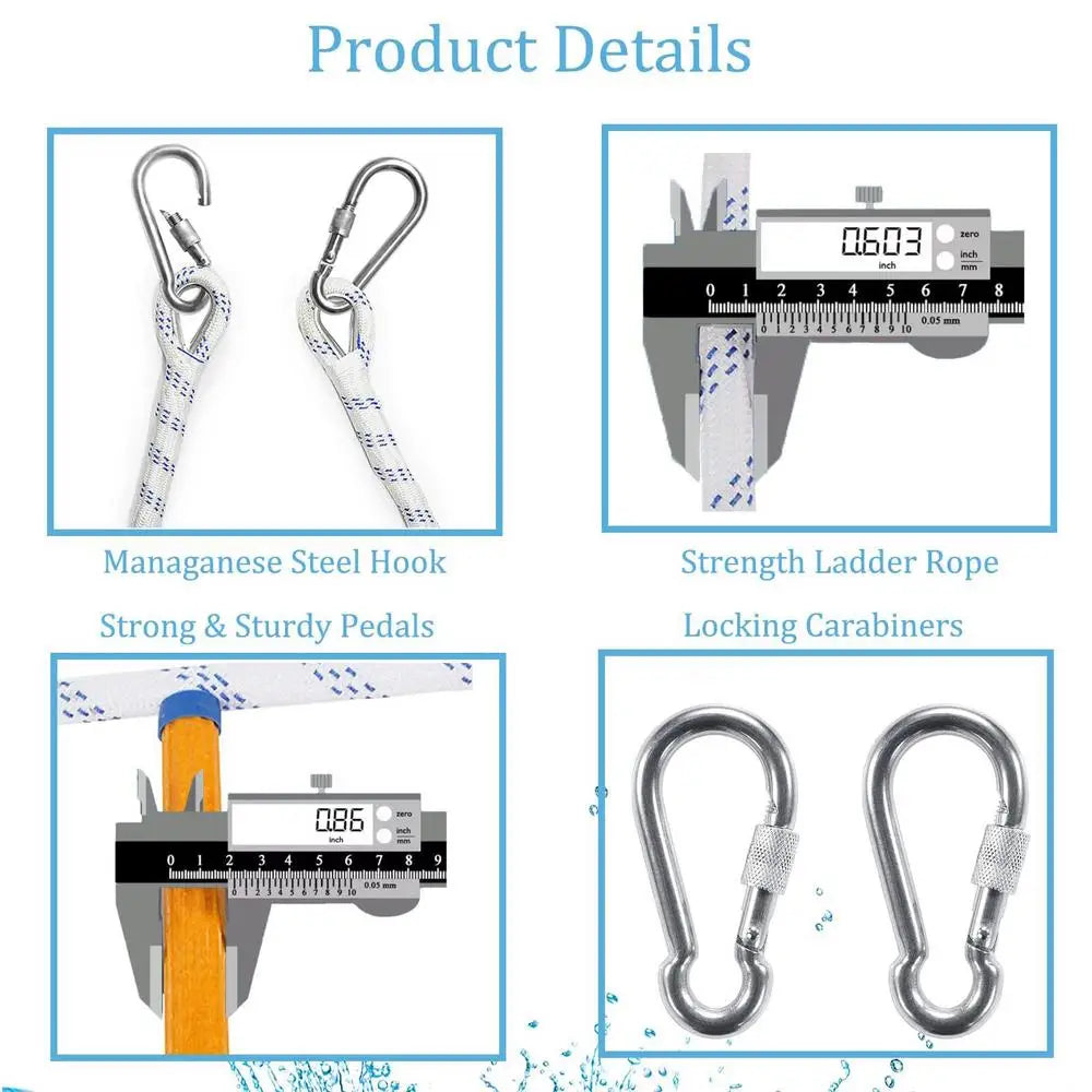 4 Layer Portable Soft Rope Ladder Nylon Inflatable Boat Boarding Steps Reusable Yacht Side Hanging Ladder for Kayak Canoe