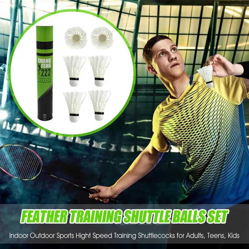 12PCS Badminton Shuttlecock duck Feather Badminton Shuttlecock Training Sports High Speed Badminton Ball