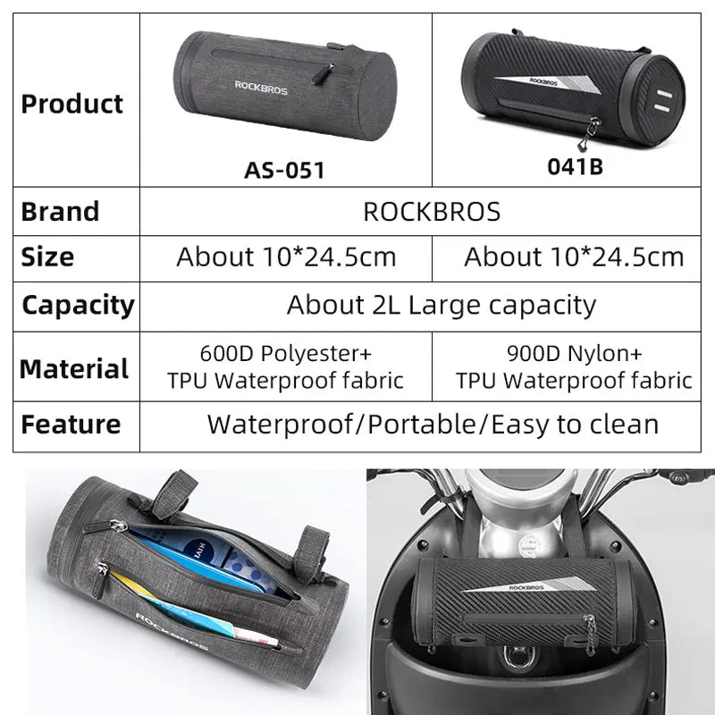 ROCKBROS Bike Front Bag Cycling Waterproof Large Capacity Handlebar Bag Portable MTB Road Bike Pannier Multi-purpose Leisure Bag