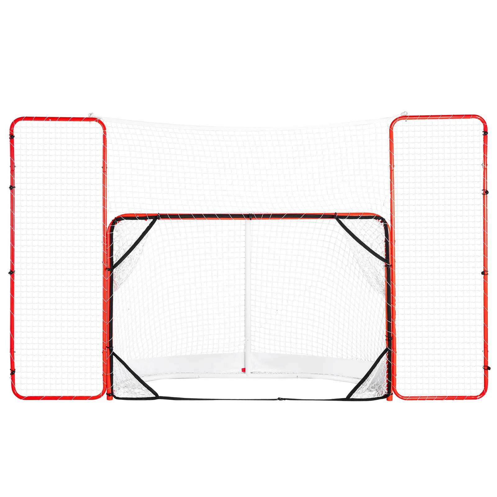 SucceBuy Hockey Goal with Backstop Targets Street Steel Hockey Net 72" Pro Portable Indoor Outdoor Hockey Goal with White Red