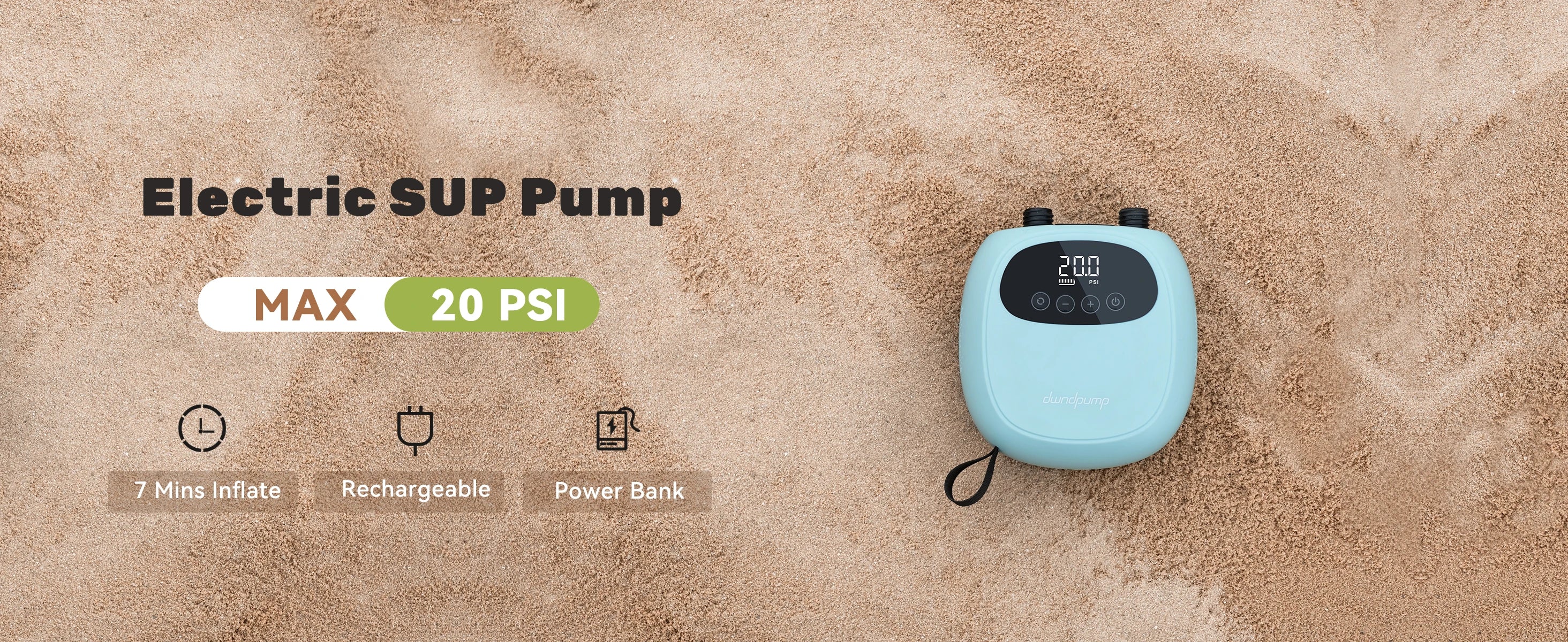 dwndpump Electric 20PSI SUP Pump 38.48Wh Battery Paddle Board Inflation Deflation for Kayak Boat Surfing Board Stand Up Paddle