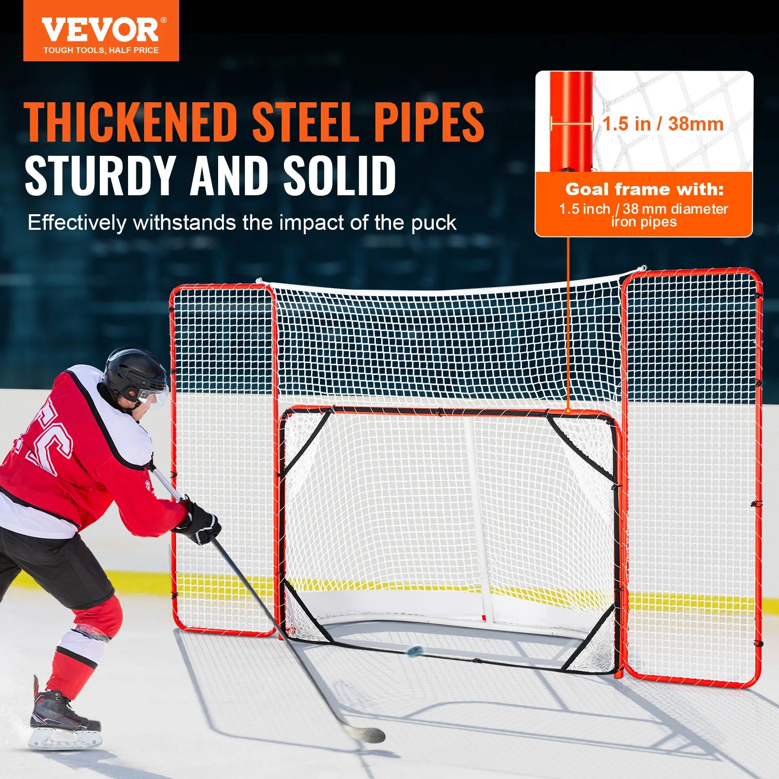 SucceBuy Hockey Goal with Backstop Targets Street Steel Hockey Net 72