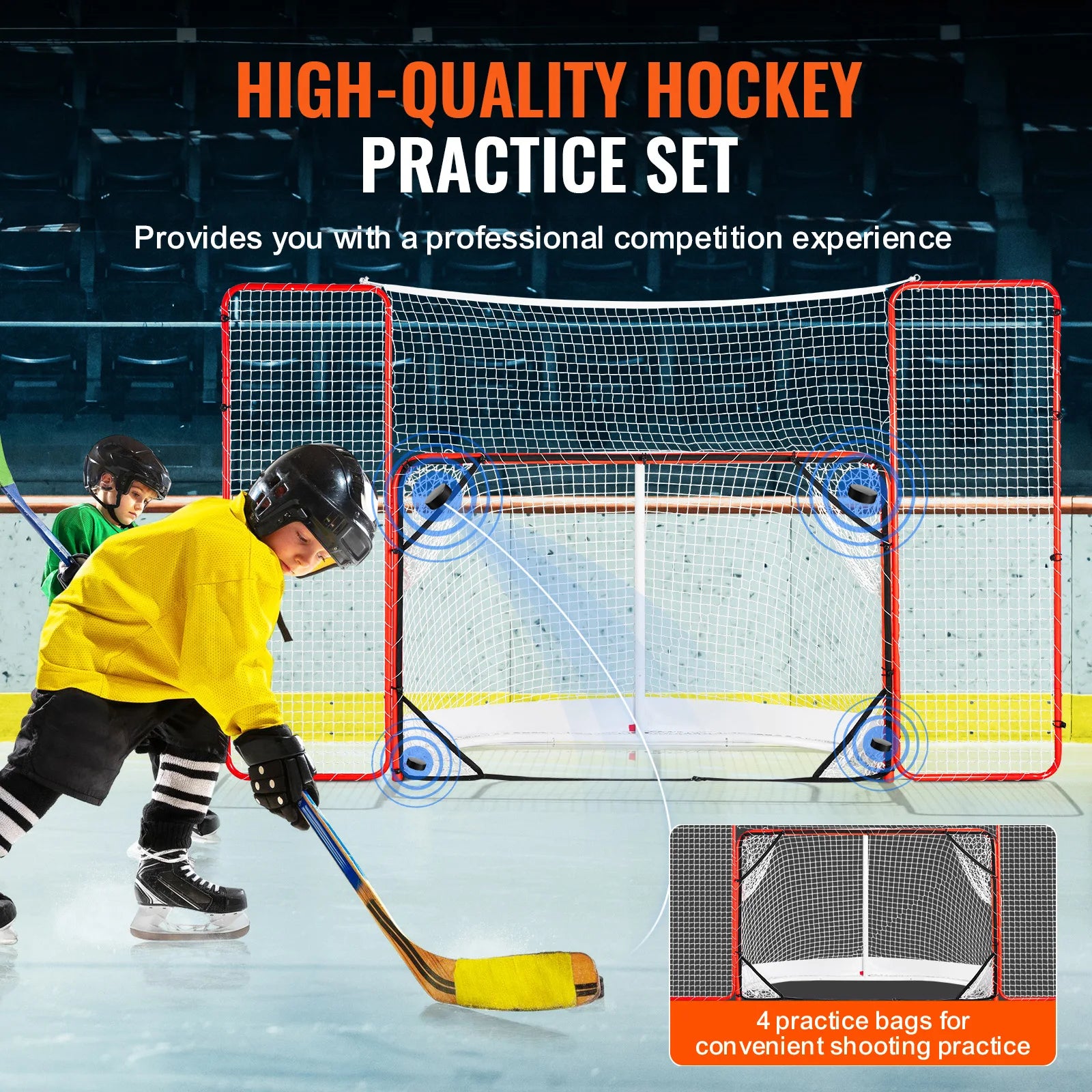 SucceBuy Hockey Goal with Backstop Targets Street Steel Hockey Net 72