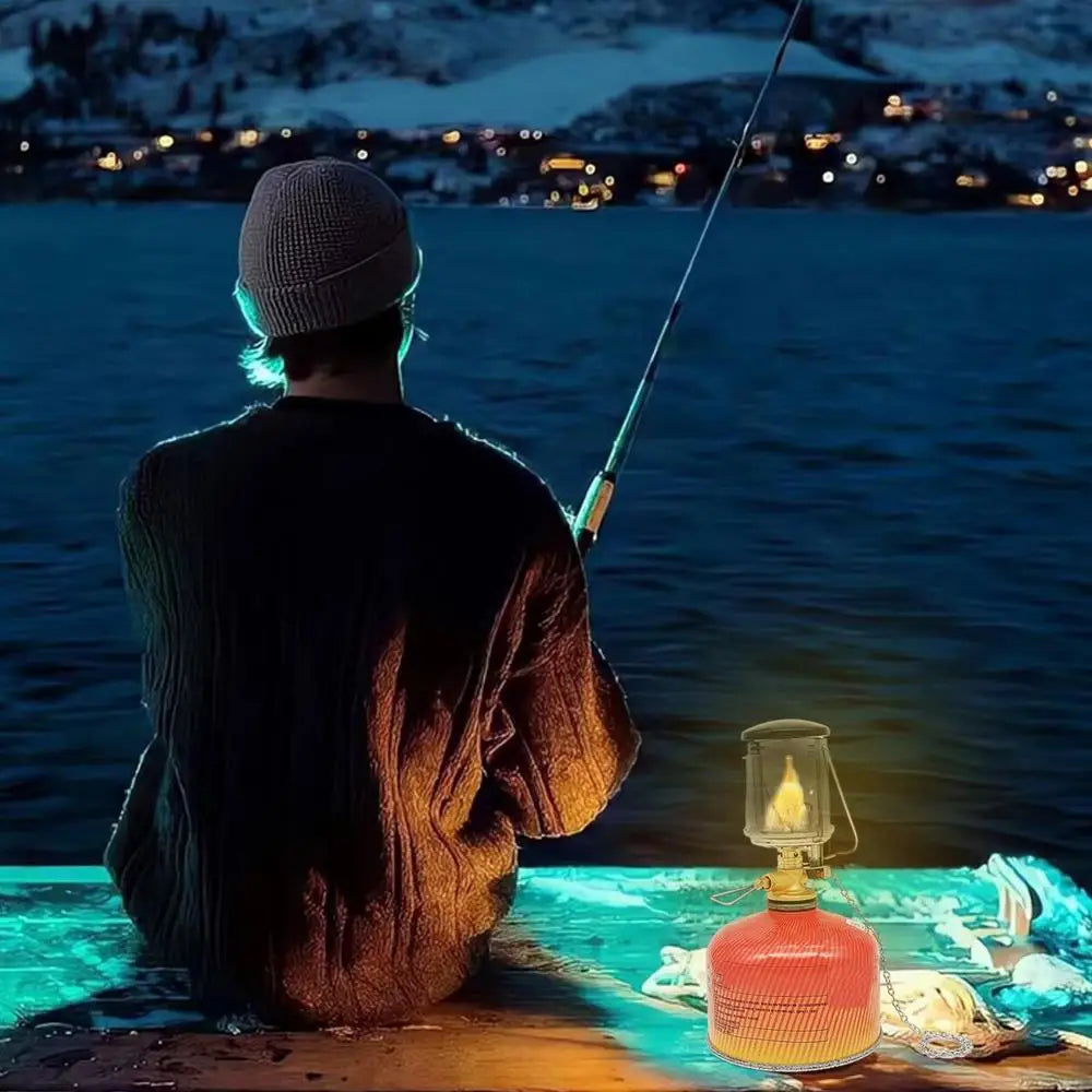 Tent Lamp Portable Petrol Lantern Garden Glass Lamp Bright Camping Equipment Supplies Copper For Outdoor Fishing Picnic