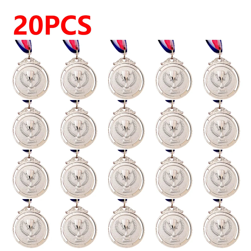 10-50pcs 2" Gold Silver Bronze Award Medal Zinc Alloy Round Winner Medals w/ Neck Ribbon 1st 2nd 3rd Prizes Winner Prize Present