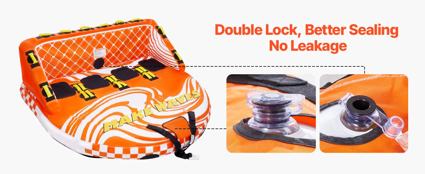 SucceBuy Towable Tube for Boating 1-4 Riders Inflatable Boat Tubes and Towables 680lbs Water Sport Towable Tube for Boat to Pull