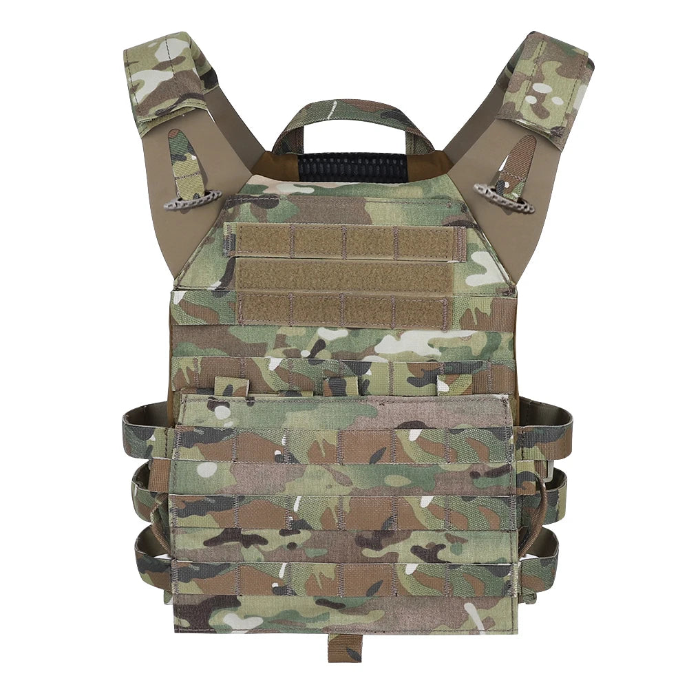 KRYDEX 500D Nylon Tactical Vest Jumpable Plate Carrier MOLLE Front Flap Panel Backpack Hunting Ranger Green Camo Men's Vest