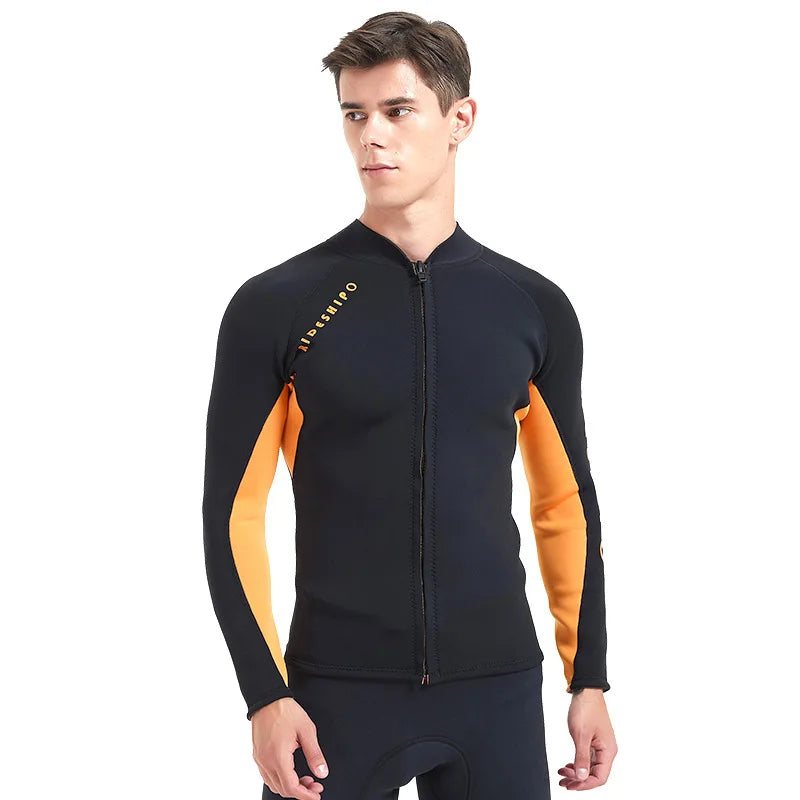 2MM Neoprene Men Split Diving Suit Jacket Swimming Top Suit Windproof Warm Jacket Surfing Motorboat Diving Jacket