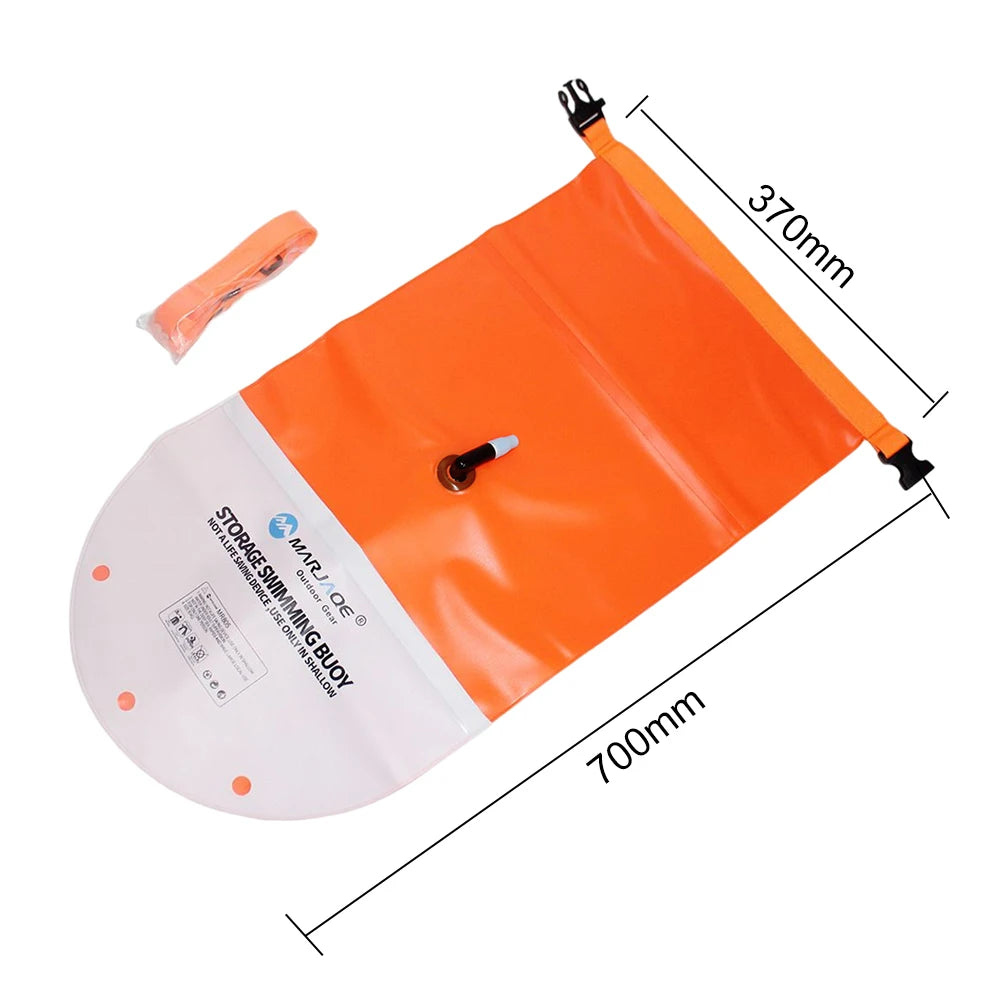 Inflatable Open Swimming Buoy PVC Tow Float Dry Bag Thickened Float Airbag With Strap Double Air Bag With Waist Belt For Sports