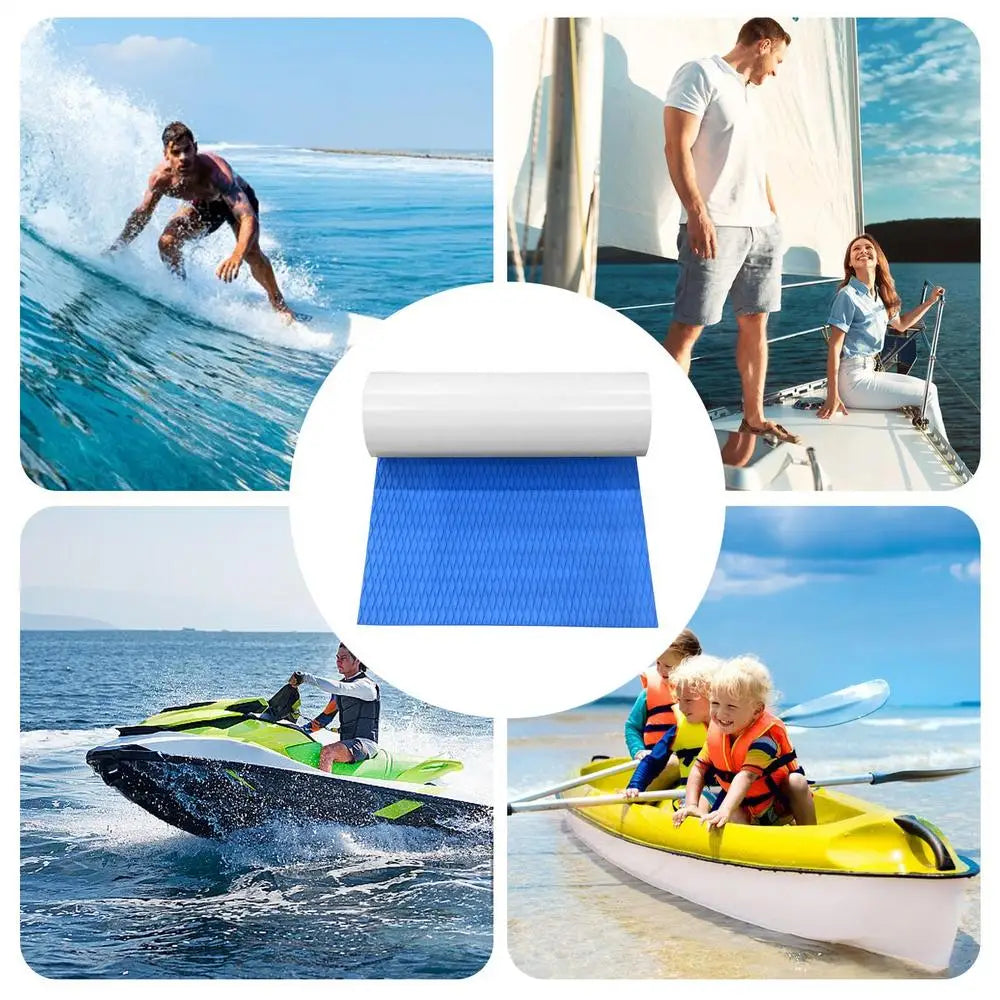 Surf Traction Pad Deck Grip Mat EVA Foam Boat Deck Mat Self-Adhesive Trimmable Sheet Anti Skid Watercraft Water Sport Flooring