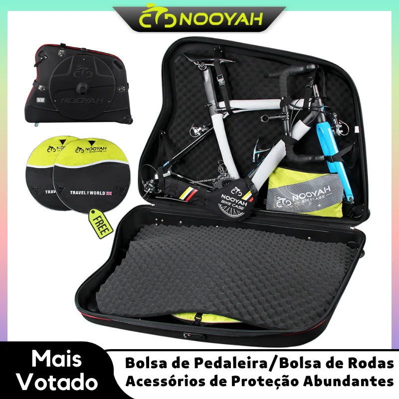 NOOYAH Bike Travel Case Bicycle Transport Bag EVA Case MTB Road Bike Accessories Hardshell Round Trip Suitcase Bike Travel Tools