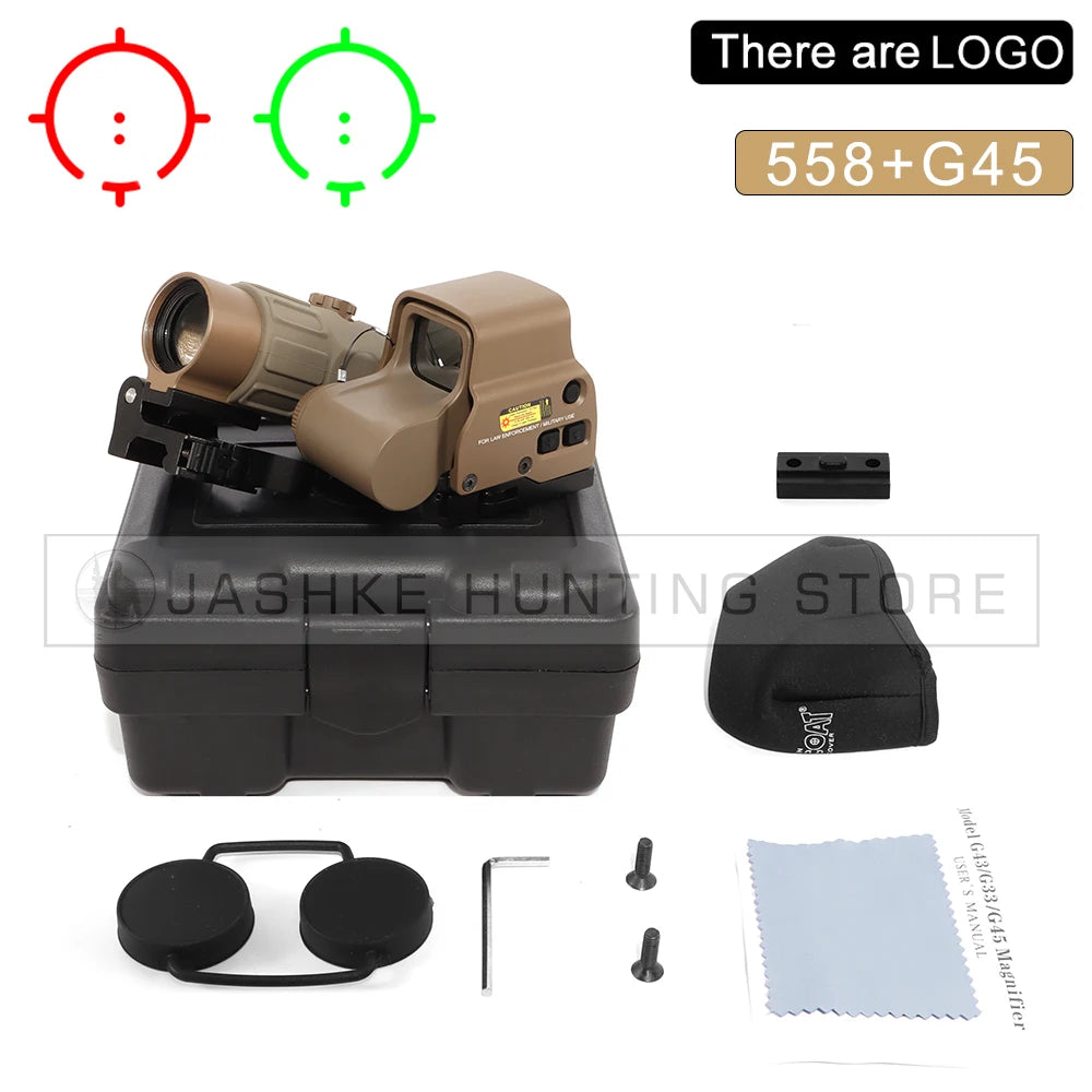 558+G43 G33 Holographic Collimator Sight Red Dot DOptic Sight Reflex with 20mm Rail Mounts for Rifle Hunting Tactics