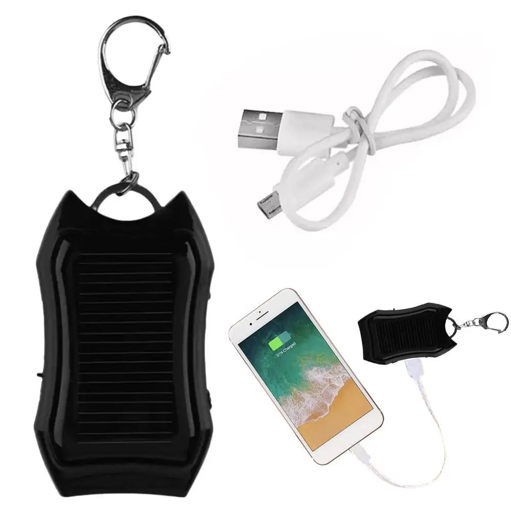 Solar Battery Charger With 3 LED Flashlight And Keychain Portable 1500amh Mobile Power Rechargeable Power Bank For Cellphone