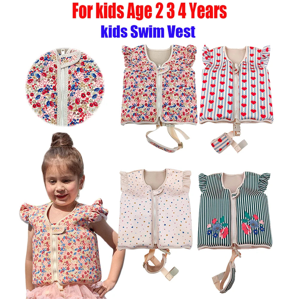 Kids Life Vest Toddlers Swim Vest Cartoon Swimsuit Children Swimming Aid Buoyancy Floatation Jackets Swimming Pool Accessories