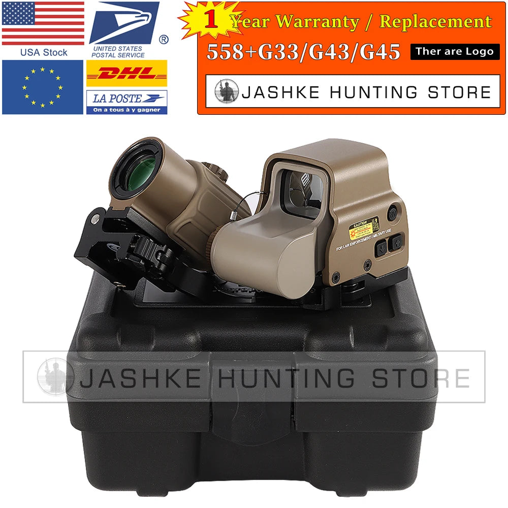 558+G43 G33 Holographic Collimator Sight Red Dot DOptic Sight Reflex with 20mm Rail Mounts for Rifle Hunting Tactics