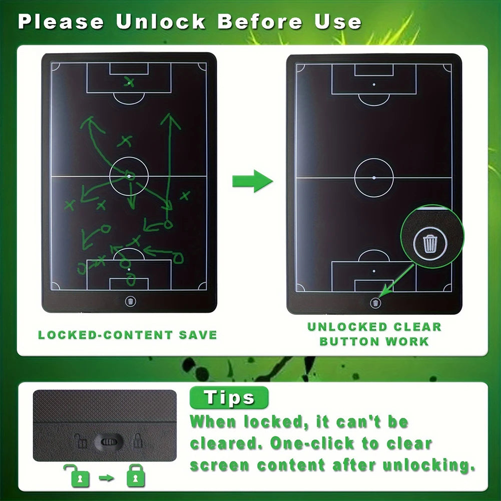 16 Inch LCD Electronic Football Tactical Board with Pen Soccer Coaching Board for Football Coach Marker Training Writing Tablet
