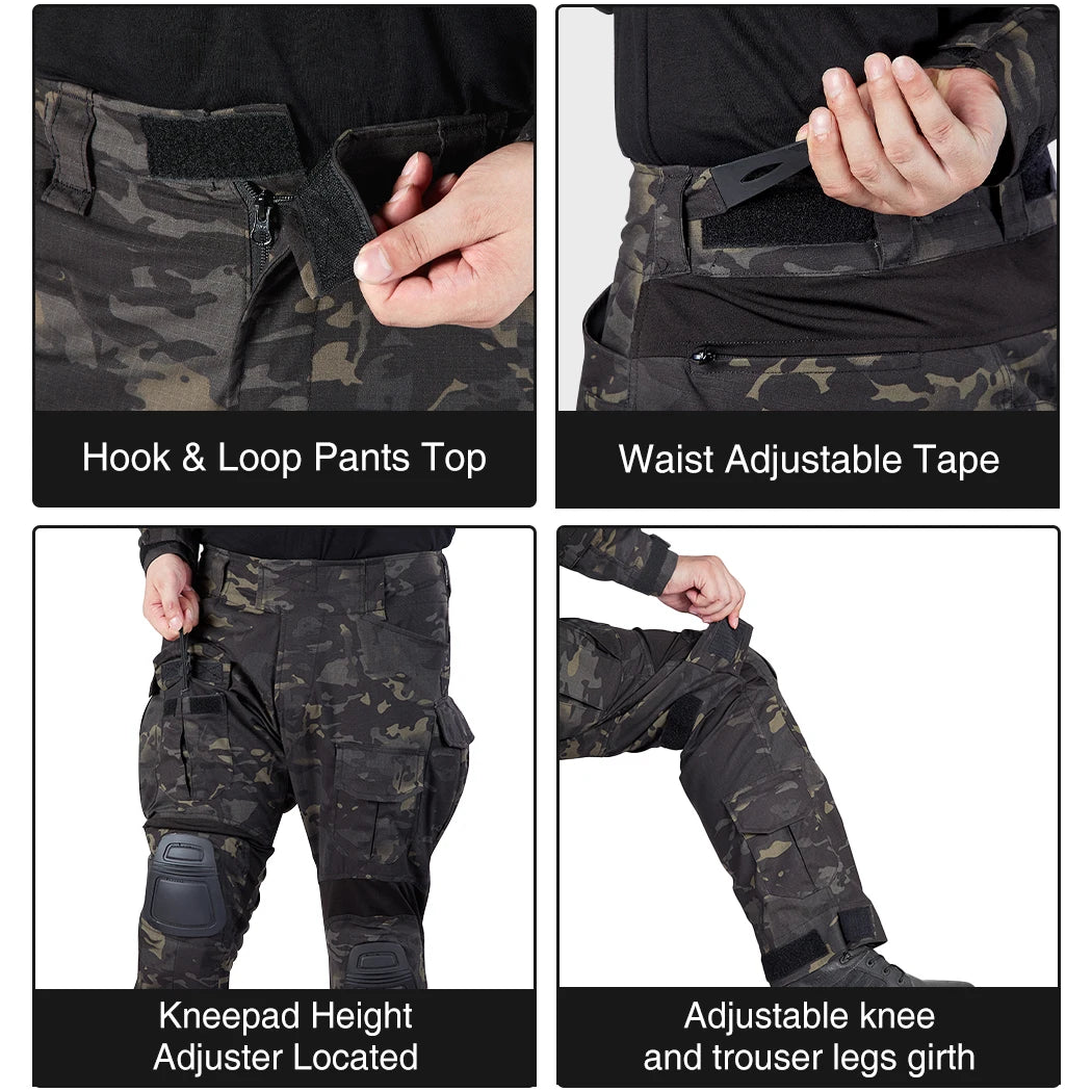 IDOGEAR Tactical Uniform BDU G3 Combat Shirt & Pants Knee Pads Update Ver Camo Combat Uniform 3004