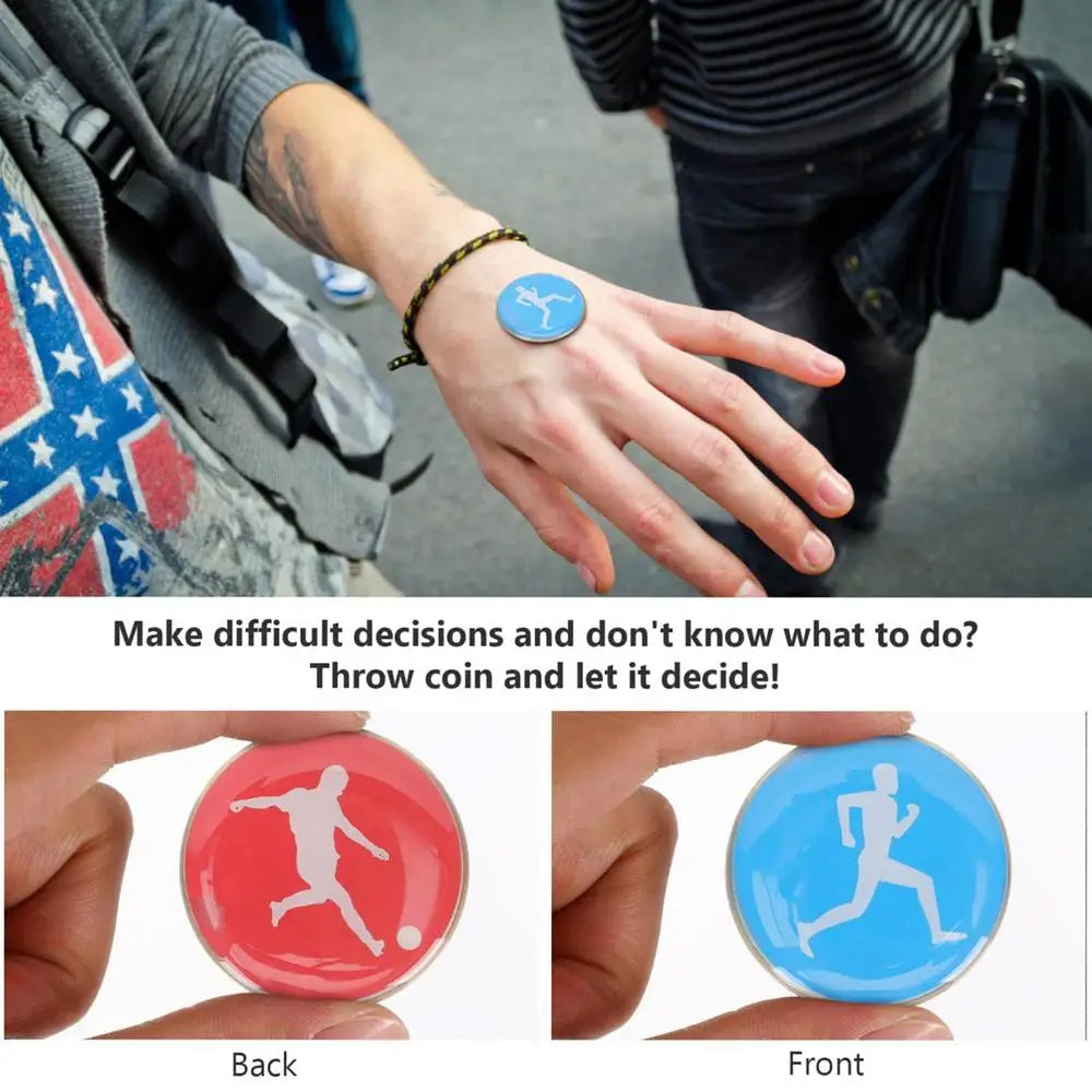 1pc Referee Side Toss Coin Double Face Sports Football Pattern Soccer Volleyball FlipCoin Souvenirs Soccer Referee Coin