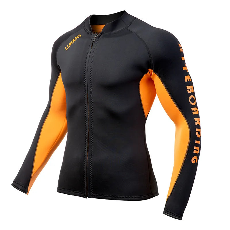 2MM Neoprene Men Split Diving Suit Jacket Swimming Top Suit Windproof Warm Jacket Surfing Motorboat Diving Jacket