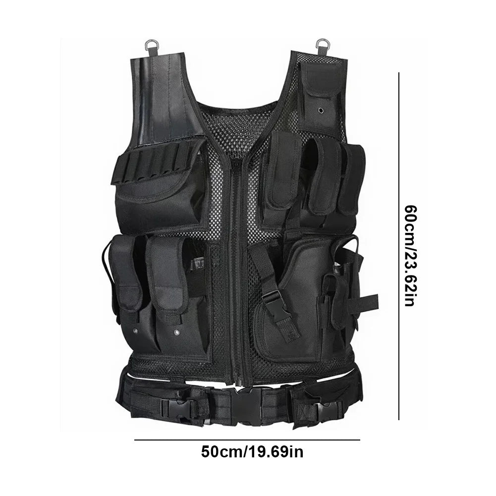 Nylon Molle Vest Adjustable Combat Body Armor Vests Multi-Pocket Airsoft Vest Hunting Outdoor CS Game Airsoft Training Jacket