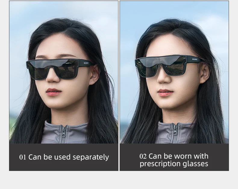 ROCKBROS Polarized Cycling Glasses Lightweight UV400 Sun Protection Myopia Dual Wear Sunglasses Men Women MTB Road Bike Glasses