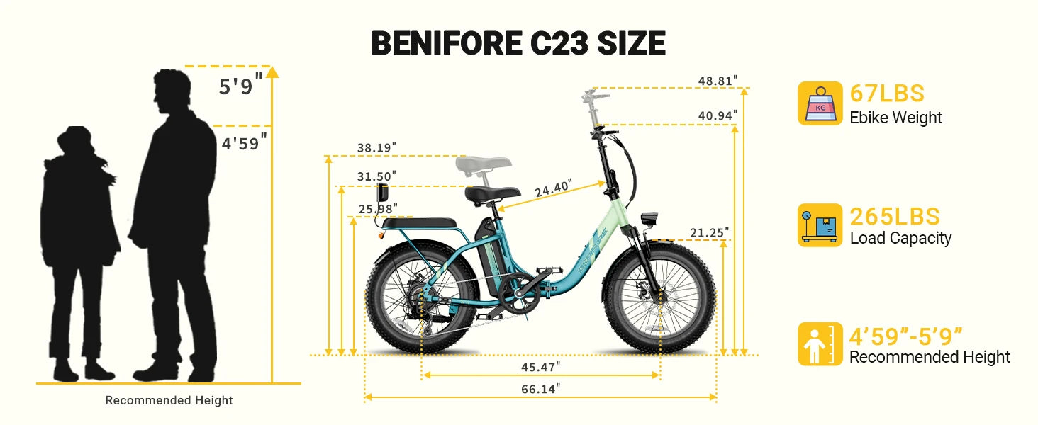 City E-Bike 750W Motor 48V15AH Battery with Seat Back + Footrest Electric Bike 26*3.0-inch Fat Tire NFC Unlock Electric Bicycle
