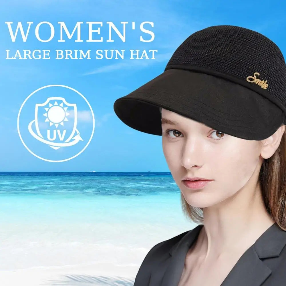 Sun Visor Hats For Women Sun Straw Hat With UV Protection Wide Brim Enlarged Rounded Edge For Women Girlfriend