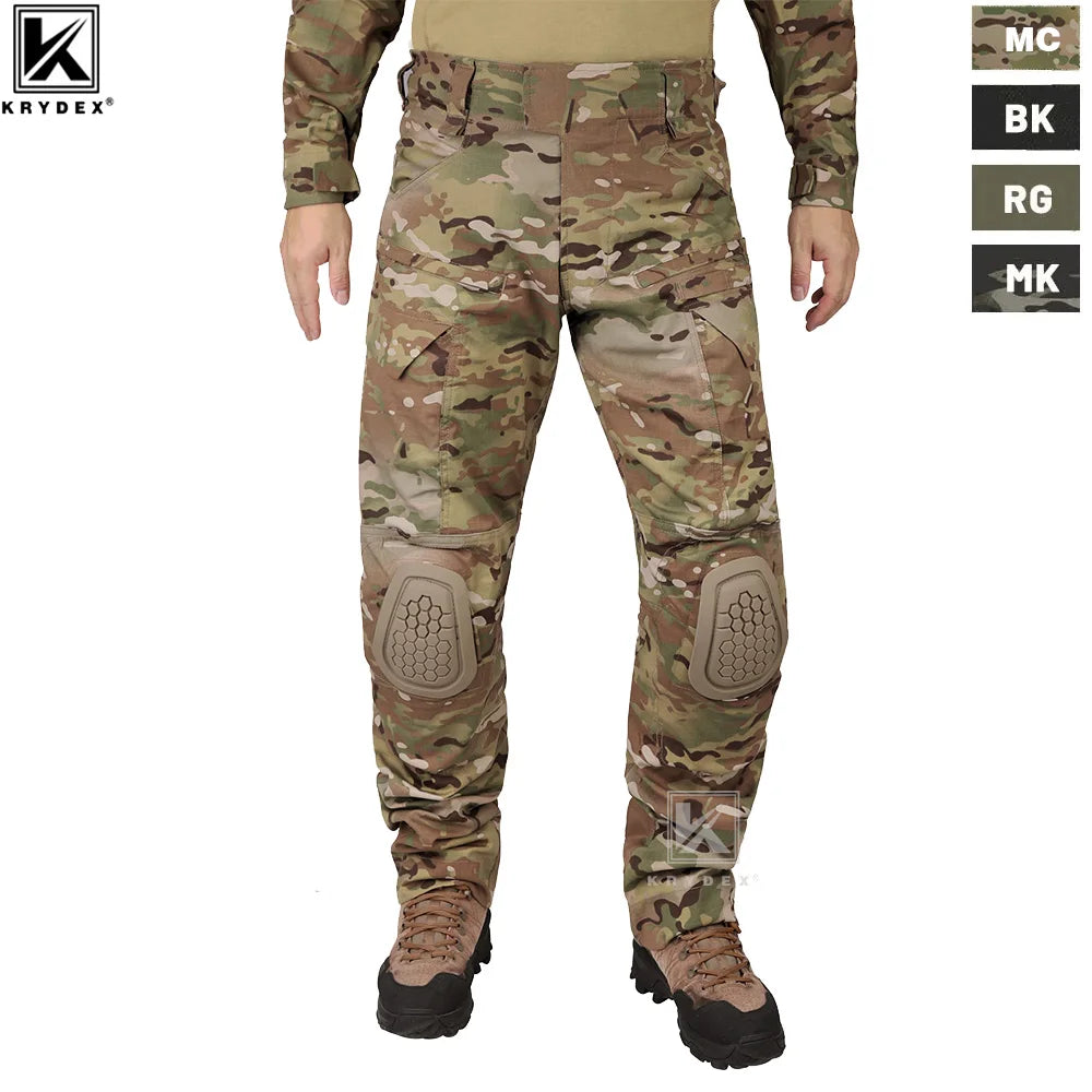 KRYDEX Tactical Combat Pants Assault Men Battlefield Combat Trousers Uniform & Knee Pads For Shooting Hunting Airsoft Gear