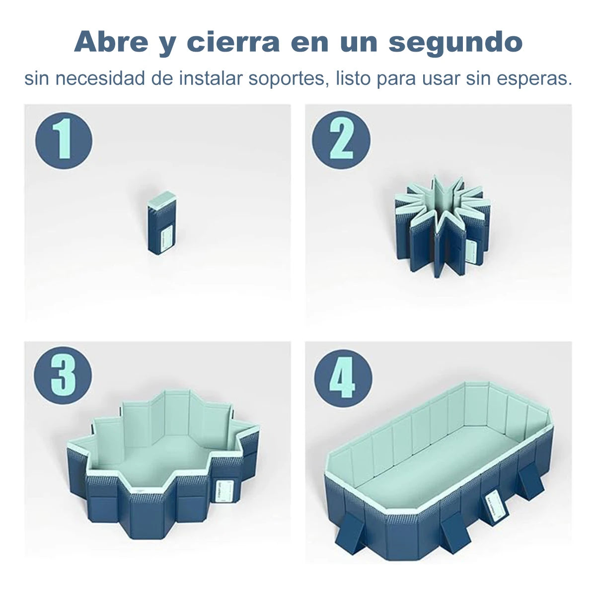 2.6/3m Foldable Large Rectangular Family Swimming Pool, Non-Inflatable, Easy Set-up, Suitable for Adults Kids Ideal for Outdoor