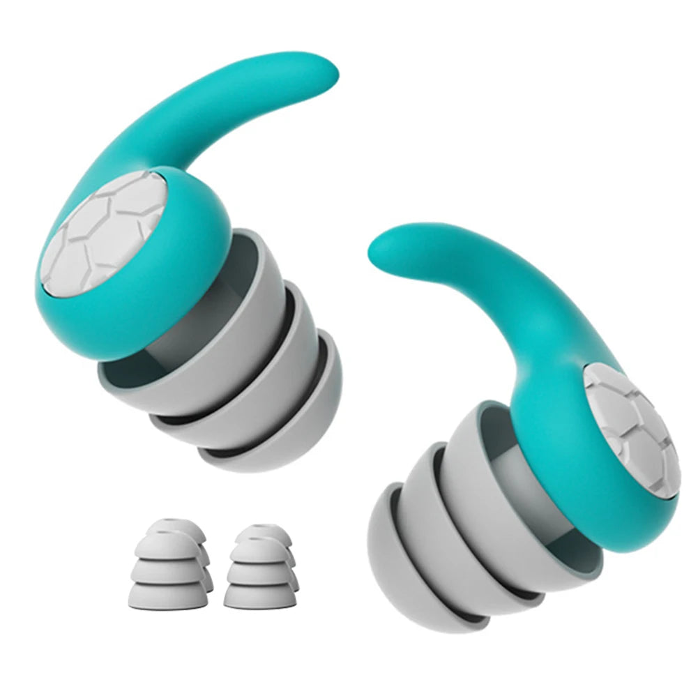 3-Layer Noise Sleeping Ear Plugs Sound Insulation Silicone Ear Protection Earplugs Washable Anti-Noise Earplugs for Showering