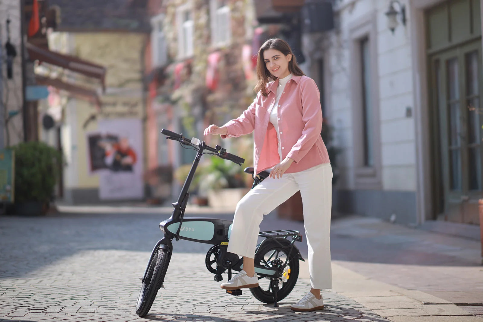 DYU C2 Adult Electric Bicycle, 250W city ebike, 48V 7.5AH E-bike, 16  Tire Foldable Electric Bike